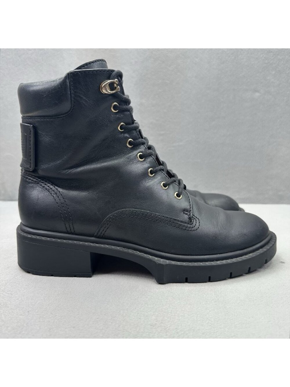 COACH Lorimer Bootie Womens Size 6.5 (B) Military Ankle‎ Boots Black Leather